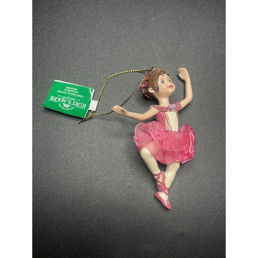 Kurt S Adler Pink Ballerina Christmas Ornament C8339 Glitter Tutu Dance Gift 4in